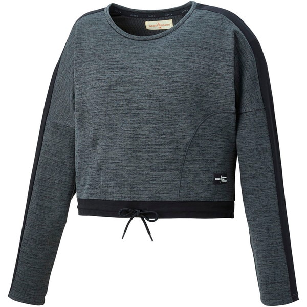 GOSEN ゴーセン レディース裏起毛ストレッチトレーナー ブラック杢 L テニス スウェットトレーナー W2061-3 レディース