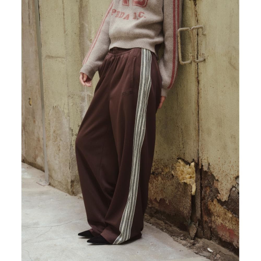PRENDA KNIT JACQUARD TAPE TRACK PANTS BROWN PRTFAWPT07WR