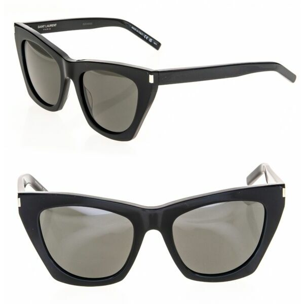 サングラス SAINT LAURENT KATE YSL SL214 001 Black Gray Unisex Cat eye Logo Sunglasses 214