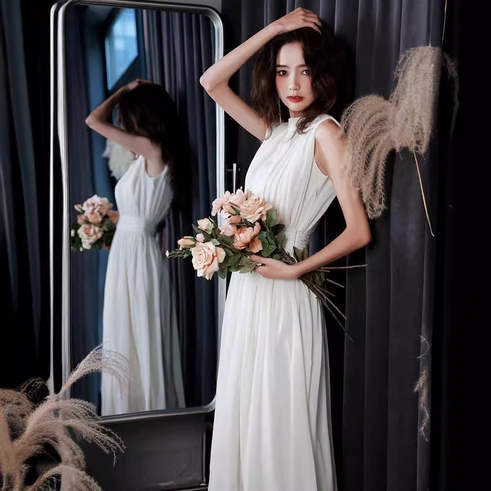 フレンチドレス女性春新作宴会名媛気質ミディアムシンプルで気前の良い日常ドレス