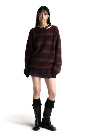ASON アズオン PONY STRIPE KNIT MUSINSA公式 | ASON PONY STRIPE KNIT / BLACK