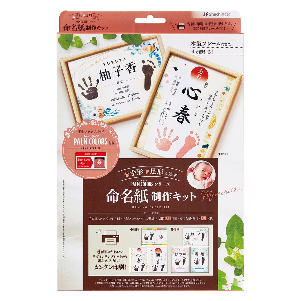（まとめ買い）PALM COLORS 手形/足形と残す 命名紙制作キット あかインキセット HPSM-A4/H-R [x3]
