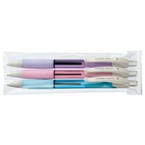 （まとめ） TANOSEE ノック式油性ボールペン（なめらかインク） 0.5mm 黒 カラー軸アソートパック（3色各1本） 1パック 20セット