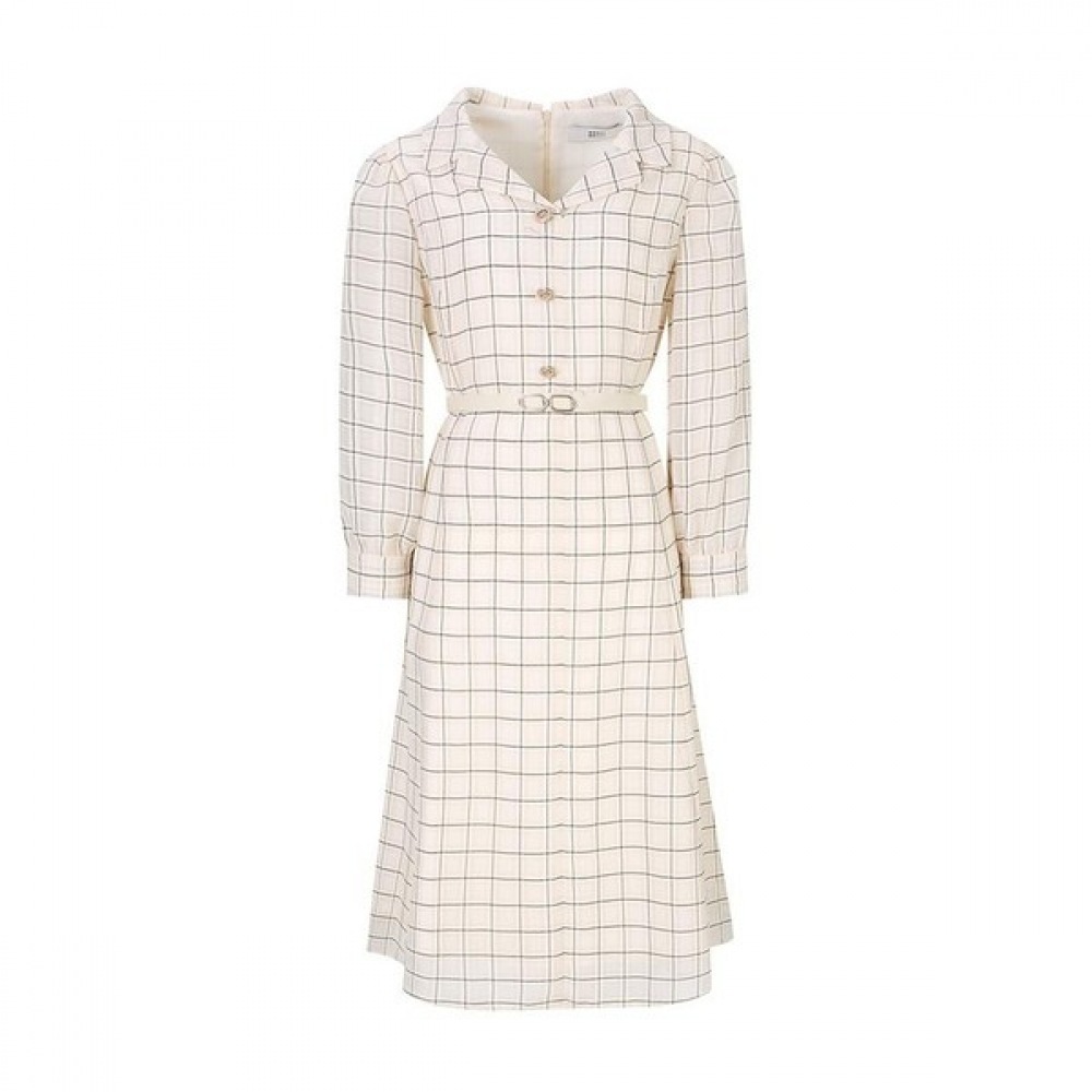 [ベスティヴェリ] オープンカラーチェックパフワンピース (BGOAC2507)