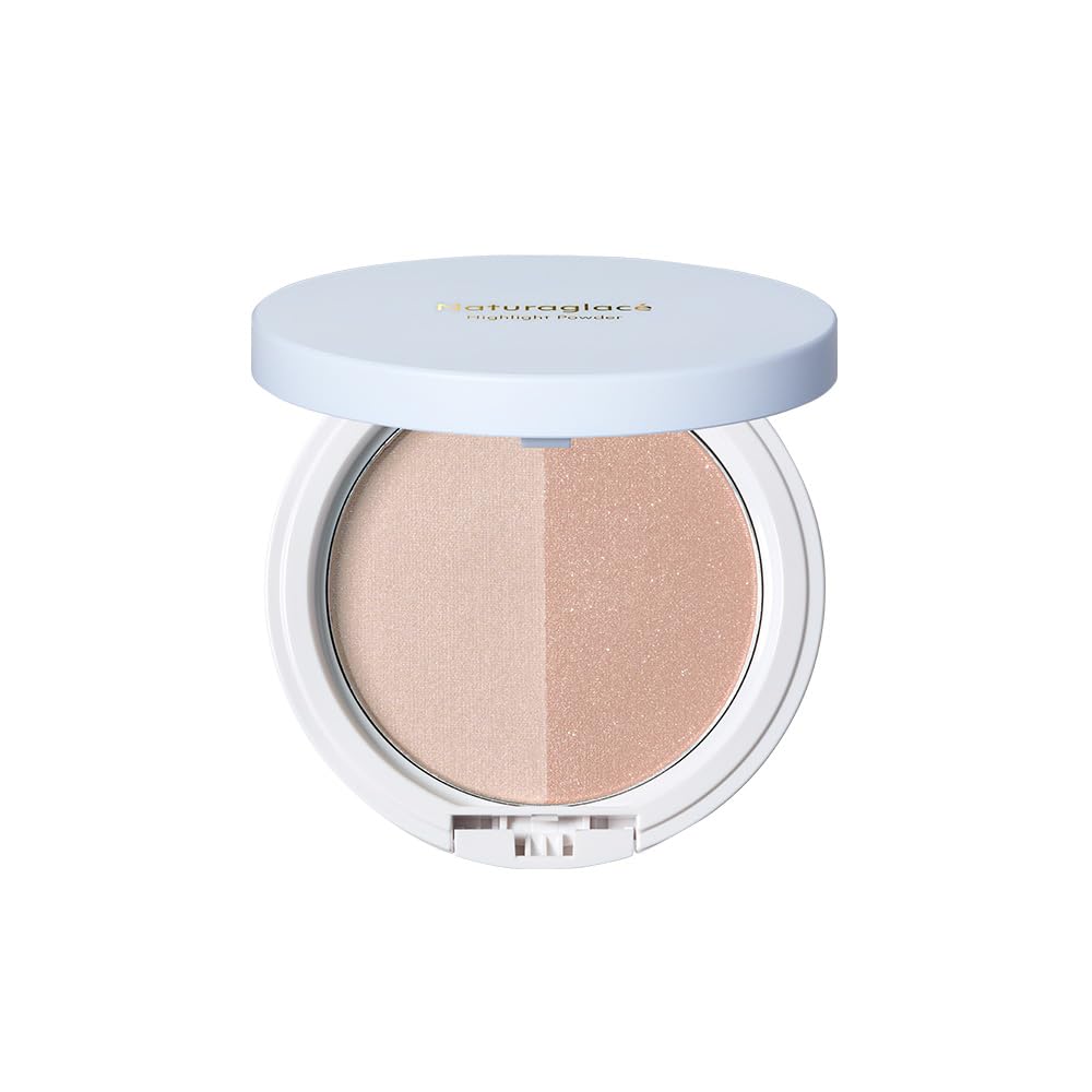 ナチュラグラッセ ハイライトパウダーN 01 ツヤと血色感 立体感 石けんオフ 植物性スキンケア成分 オーガニック 2色パレット ブラシ付き
