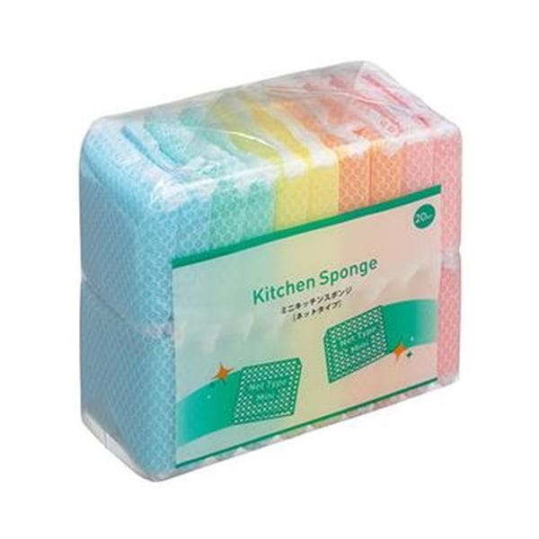 （まとめ）TANOSEE ミニキッチンスポンジネット 1パック（20個）[x50セット]