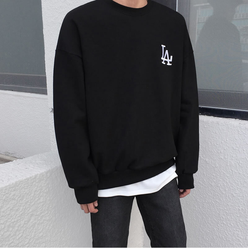 プルオーバー トレーナー スウェット メンズ ルームウェア 部屋着 長袖 ラウンドネック ワンポイント カジュアル 柄 秋 冬 学生 通勤 普段使い ブラック ブルー ネイビー グレー トップス