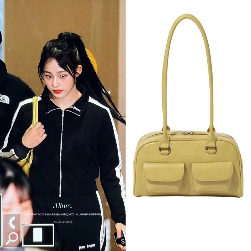 韓国ヘオヨヨン-jinの同じスタイルの標準ボウリングバッグオイルボストントート女性のためのarmpit女性のクレセントサドルバッグ - 1524