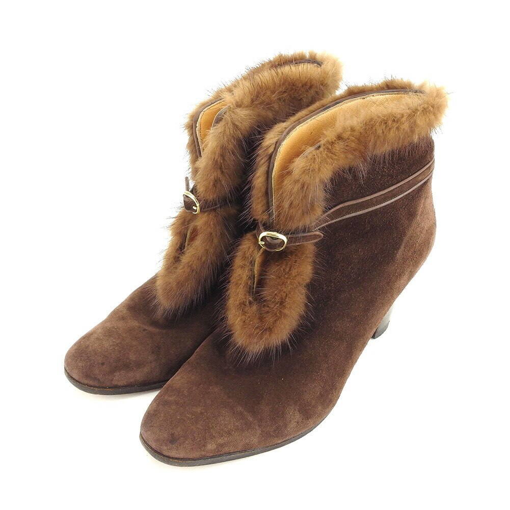 ブーツ シューズ 靴 #36ハーフ ブラウン 中古