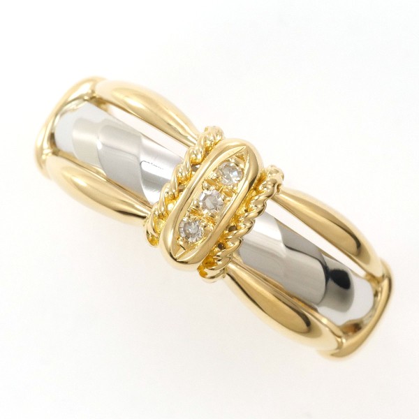 PT900 プラチナ K18YG リング 指輪 12号 ダイヤ 総重量約3.6g ジュエリー 中古