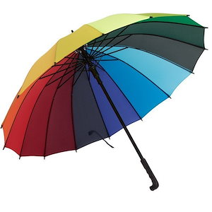 長傘 レディース メンズ 長柄 雨傘 ビッグサイズ 虹色 ボタン手動開閉式 大きい長傘 直径100c