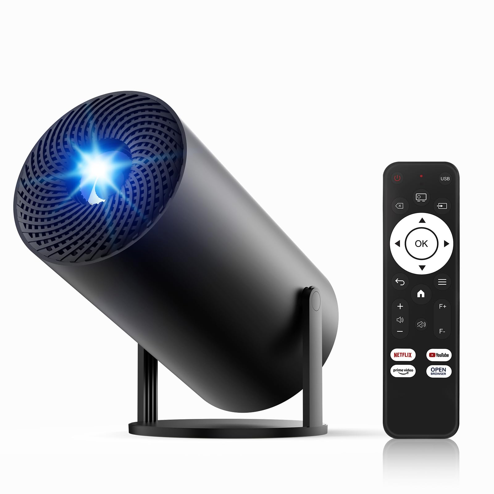 JOWLURKプロジェクター 家庭用【業界初公式Netflix・APP利用可能・20000LM明るさプラス・270回転・自動台形補正】プロジェクター 小型 天井投影4k対応1080P 電動フォーカス