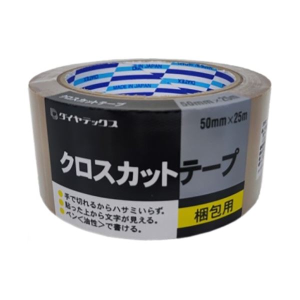 （まとめ）ダイヤテックス クロスカットテープ 50mmx25m ベージュ 1巻[x20]