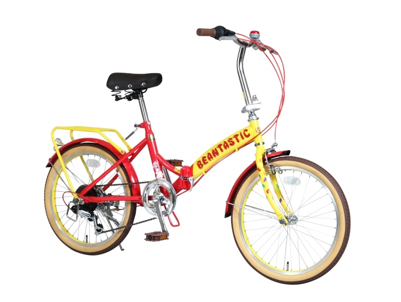 20型 6段変速 折り畳み自転車 20インチ フォールディングバイク イエロー レッド 簡易組立品