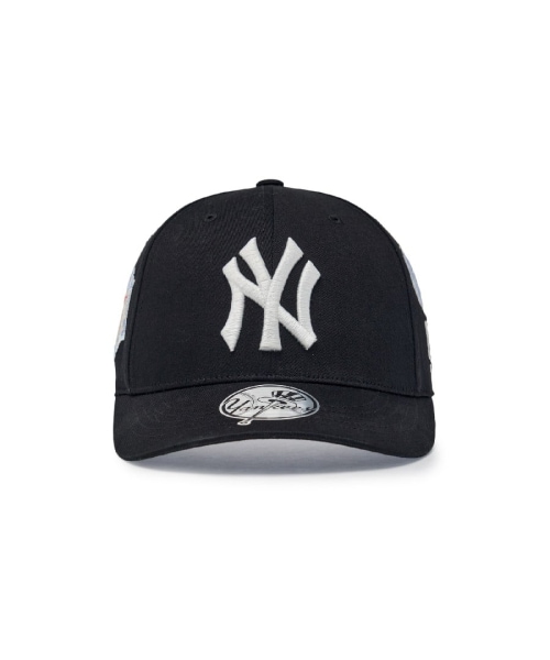 【MLB】 SIGNATURE ALL OVER PATCH STRUCTURED BALL CAP NY BLACK キャップ 正規品