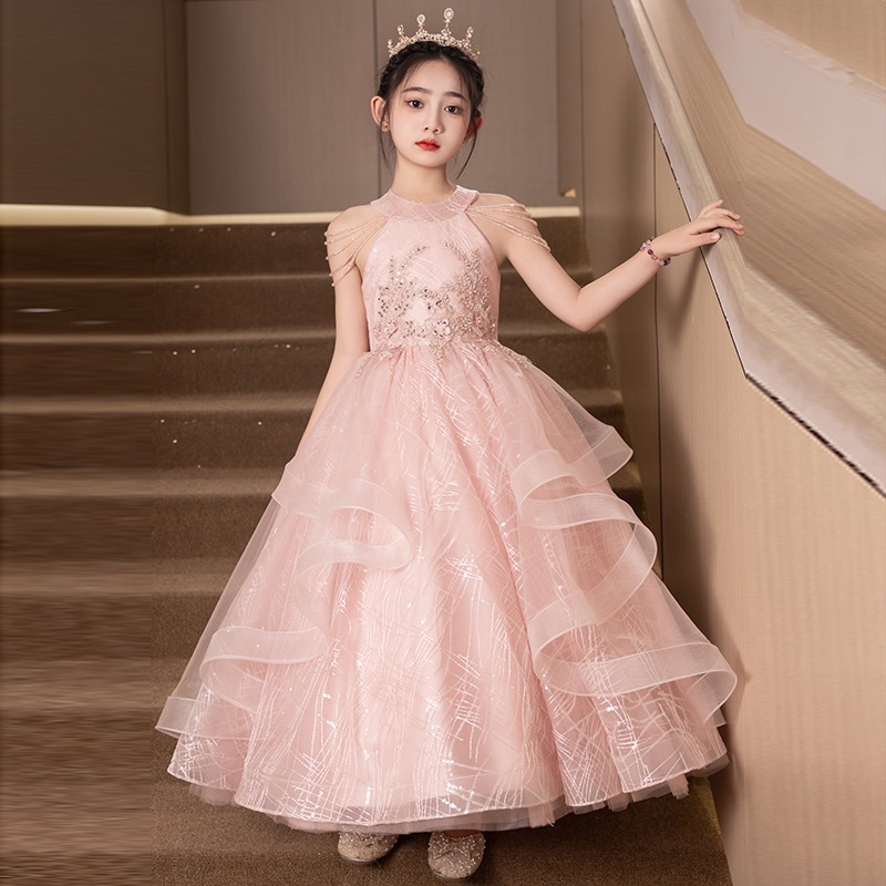 【送.料.無.料.急速発送】ピンクキッズ2025小花童ピアノ演奏服プリンセススカートドレス 演奏会 ウェディング 発表会 成人式 二次会 お呼ばれ