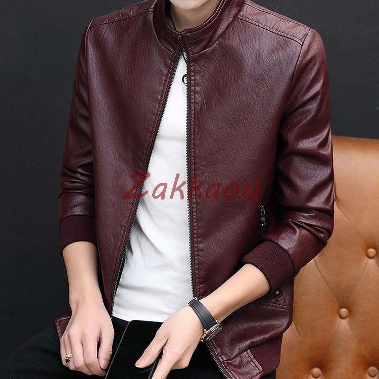 メンズ革ジャン 秋冬　レザージャケット 裏起毛 立ち襟 カジュアル ライダースジャケット バイクウェア シングル 防寒防風 お兄系