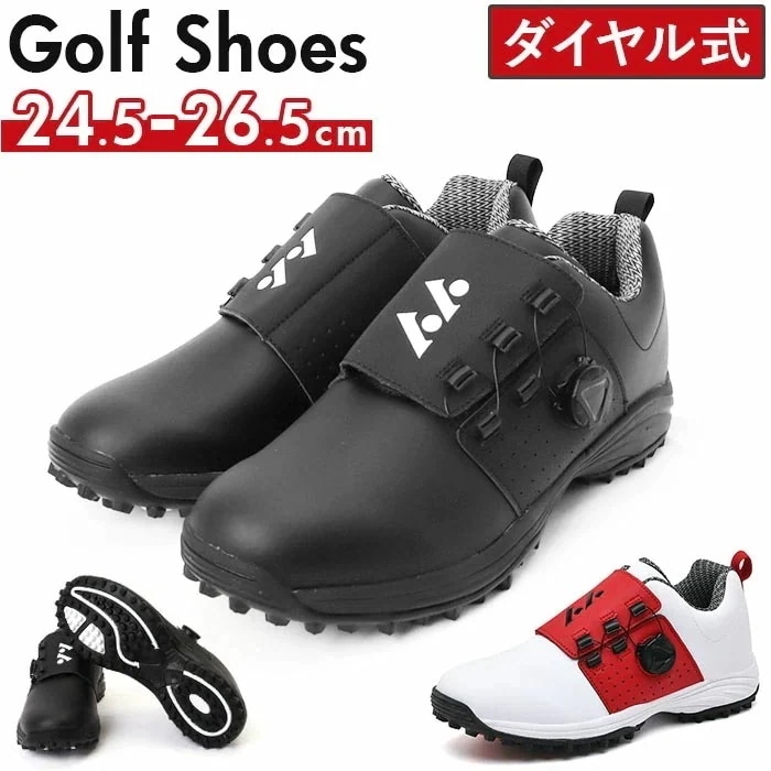 ゴルフシューズ メンズ レディース 通販 スニーカー ゴルフ シューズ 幅広 軽量 スパイク付き スパイクレス フィット ダイヤル式 大きいサイズ 動きやすい 合成皮革 耐久性 練習場