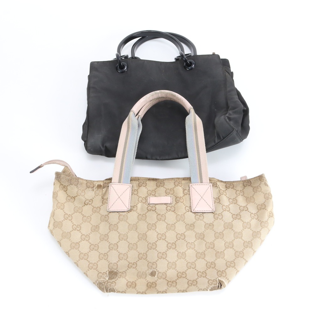 GGキャンバス まとめ 2点 セット レザー×キャンバス トート バッグ 肩掛け ショルダー ハンド レディース REM DR18-4 中古