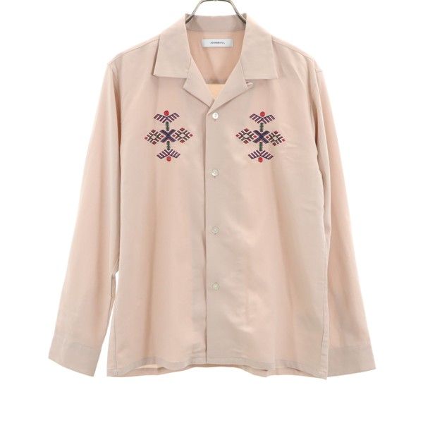 未使用 長袖 エンブロイダリー シャツ M ピンク 刺繍 メンズ