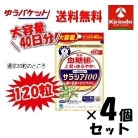 ゆうパケットで送料無料 4個セット 大容量40日分 小林製薬の栄養補助食品(サプリメント) サラシア100 40日分(120粒)× 4個セット 血糖値 特定保健用食品 特保