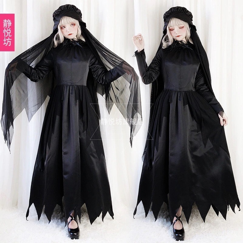 成人僵尸角色扮演服装万圣节cosplay鬼新娘吸血鬼女巫婆魔法长袍