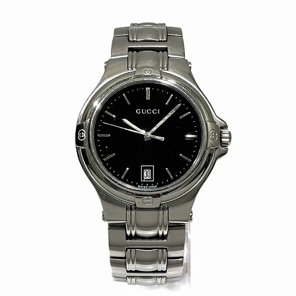 グッチ GUCCI 9040M ブラック文字盤 クォーツ 時計 腕時計 メンズ 【中古】