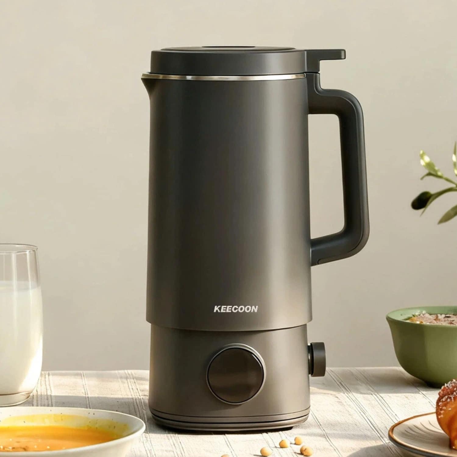 KEECOON 豆乳メーカー 自動調理ポット 加熱式ミキサー 大容量 1000ml フードプロセッサー 14つのモード 保温12H 予約 濾過不要 全自動 高速高温洗浄 操作簡単 家庭用多機能ジューサ