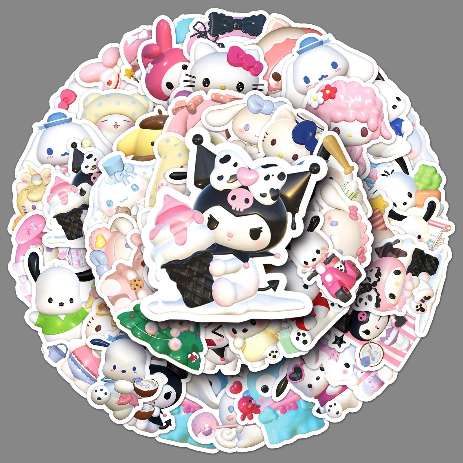 【あなたの好きな漫画】50 3D サンリオステッカー漫画かわいい大きな耳の犬防水装飾携帯電話小さな餅クリエイティブ goo カードステッカー