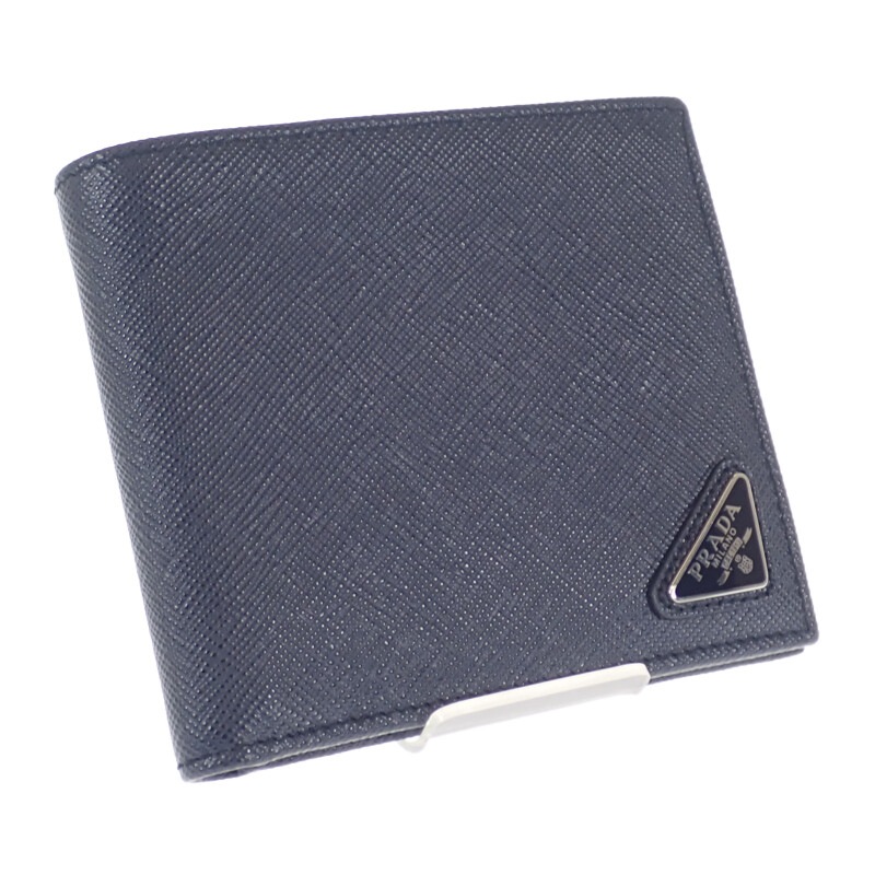 【Sランク】 コインポケット付 サフィアーノトライアングル 2MO738_QHH_F0216 二つ折り財布 サフィアーノ ネイビー メンズ【ISEYA】
