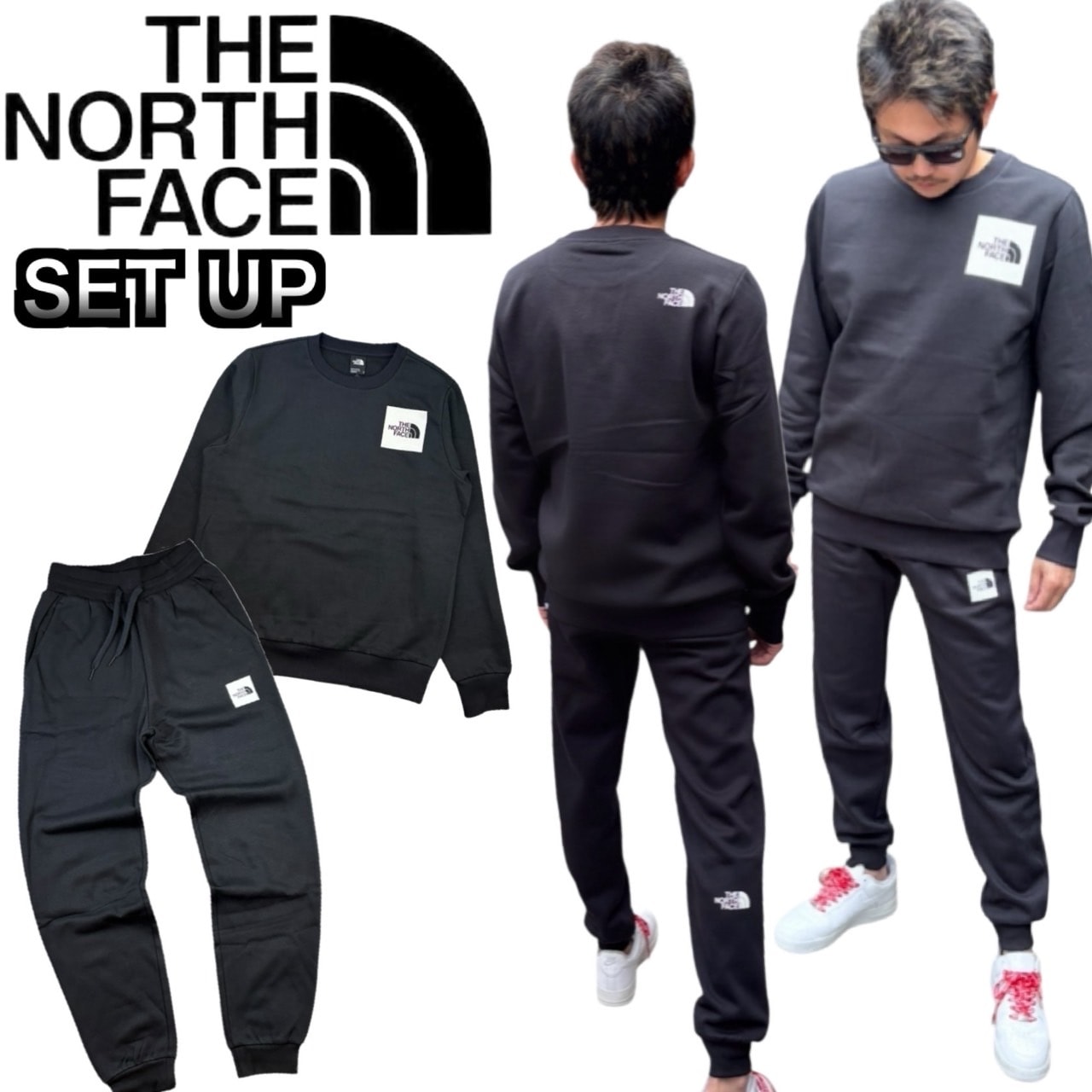 ザ ノースフェイス セットアップ NF0A89EV/NF0A8C1K ファイン トレーナー 上下 ボトムス ジョガーパンツ 部屋着 メンズ 2点セット ロゴ 裏起毛