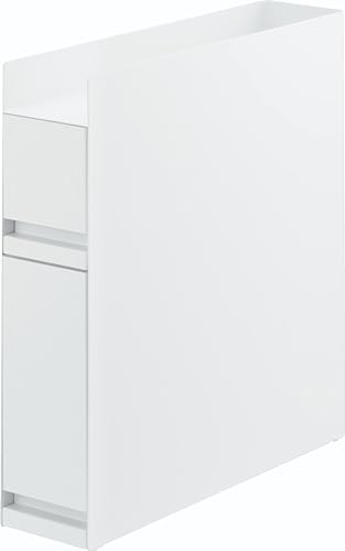 山崎実業(Yamazaki) 【 完成品 ストッパーのみ要取付 】 隠せる 調味料ラック 2段 ホワイト 約W12.5×D50～93×H52.5cm タワー tower 大容量 引き出し式 コンロ横