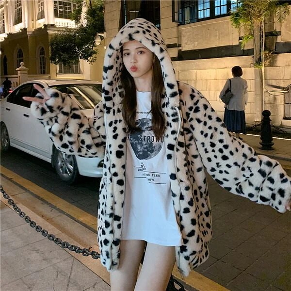 【急速出荷!】もふもふコート レオパードコート ヒョウ柄 前開き レディース 秋冬 暖かい かわいい トップス 体型カバー 防寒 韓国 冬物 可愛い