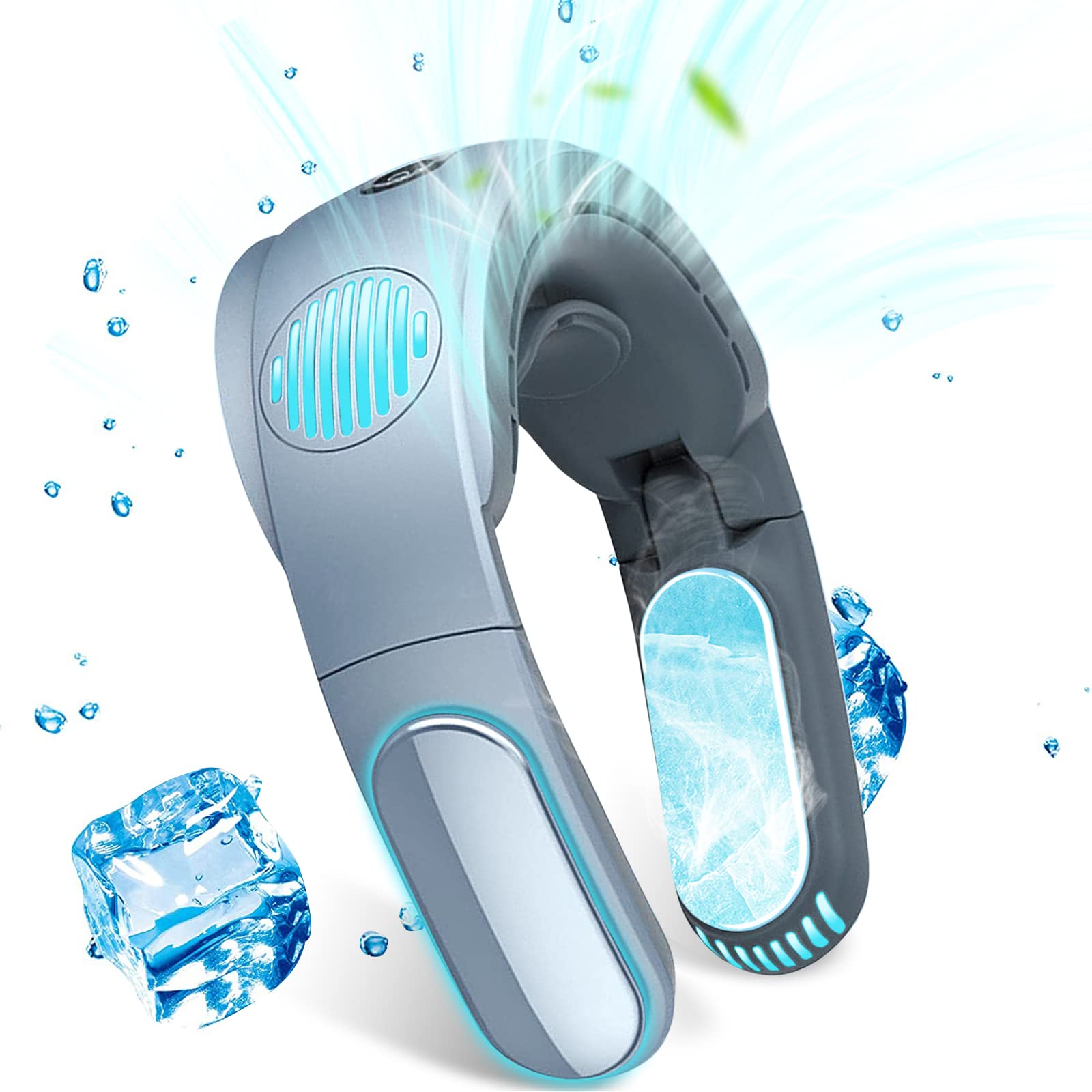 【2024改良型 瞬間冷却】Kemolpo 首掛け扇風機 ネッククーラー 冷却プレート ベルチェ冷却 パワフル送風 冷却&送風各3段階調節 5000mAh 急速充電 長時間連続使用 ひんやり 冷感 軽