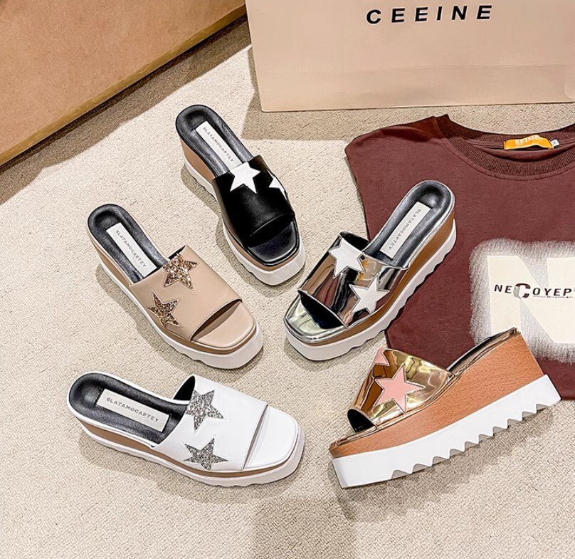 厚底サンダル レディース 全5色 プラットフォームスターサンダル 星柄 スター オープントゥ 大人可愛い 韓国人気 トレンド 20代 30代 40代 新作