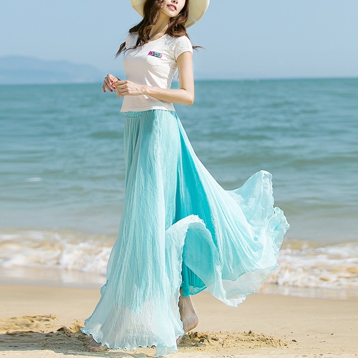 スカート Aライン ロング丈 マキシ丈 フレア チュール シフォン 透け感 無地 かわいい 大人可愛い きれいめ シンプル カジュアル 大人 おしゃれ フェミニン さわやか 大人カジュアル