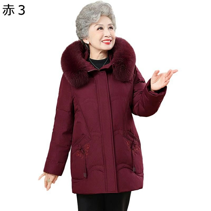 レディースアウタージャケット ジャケット レディース ファー付き 刺繍 花 ポケット 中綿入り 中綿コート 長袖 綿服 アウター コート 保温性 耐洗 婦人 シニアアウター 秋冬用 中高年 用 トレン