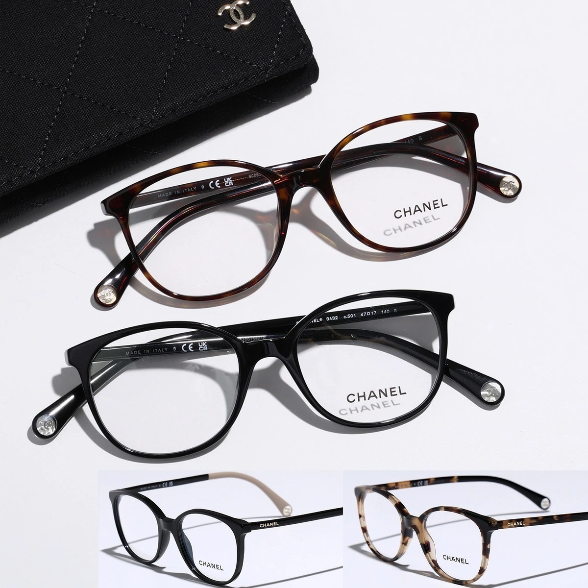 CHANEL シャネル メガネ 3432 レディース ボストン型 セルフレーム フルリム CCマーク ココマーク 伊達メガネ ダテ めがね アイウェア カラー4色