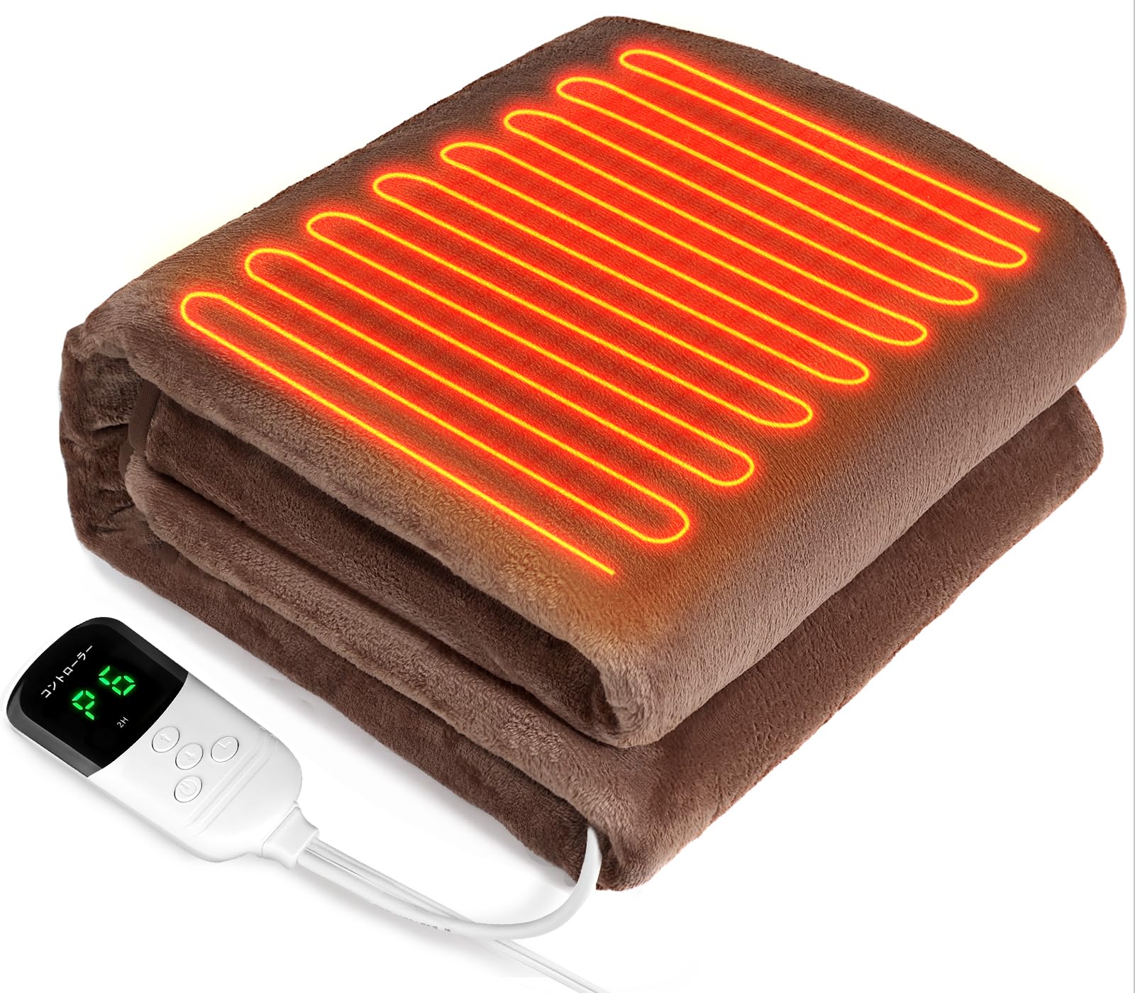 Sugeko 電気毛布 掛け 敷き 180×130cm 【大きいサイズ＆両面フランネル】 電気ひざ掛け 3分速暖 厚手生地 毛玉なし 電気ブランケット 6段階温度調整 省エネ 4段階タイマー 丸洗い可