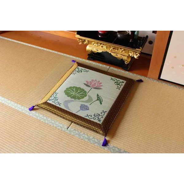 1131860013502 純国産 袋織 い草御前(仏前)ござ 『蓮の花』座布団70×70cm メーカー直送