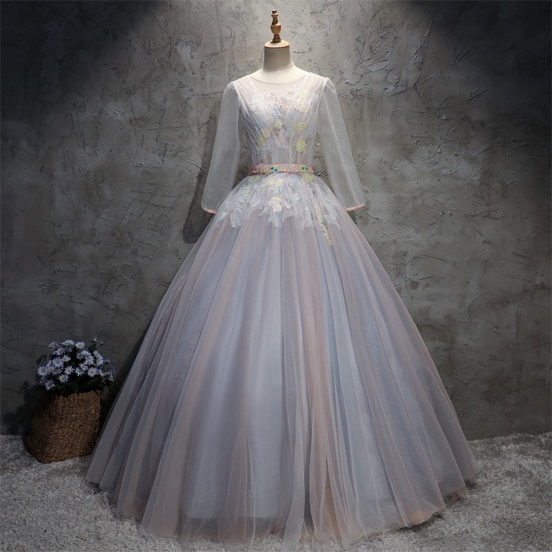 カラードレス ロングドレス 演奏会 コンサート パーティードレス ウェディング 二次会 プリンセス 結婚式 ステージ衣装 大きいサイズ グレー