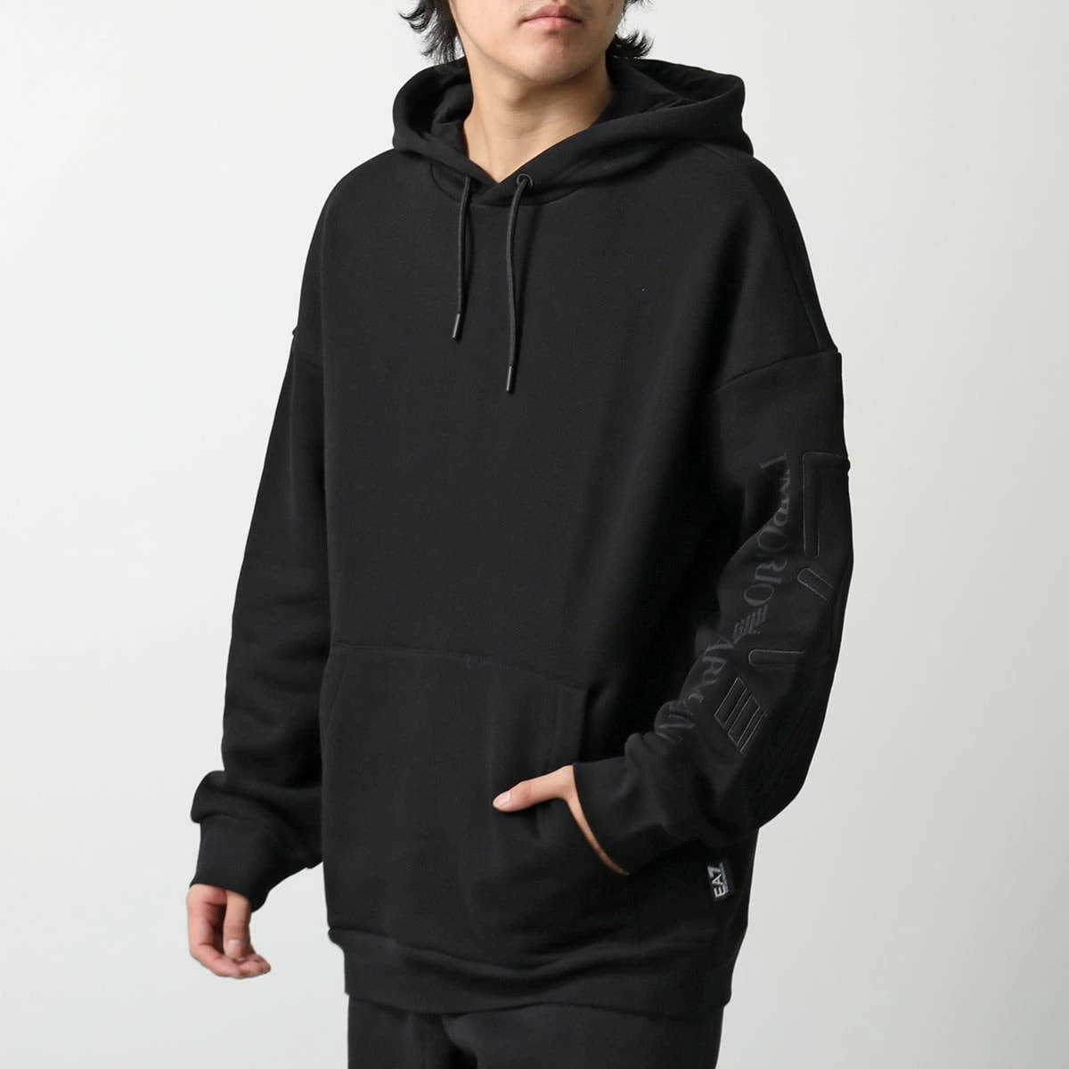 EA7 EMPORIO ARMANI エアセッテ エンポリオアルマーニ パーカー 6DUM15 PJOPZ メンズ スウェット フーディ プルオーバー 1200/BLACK
