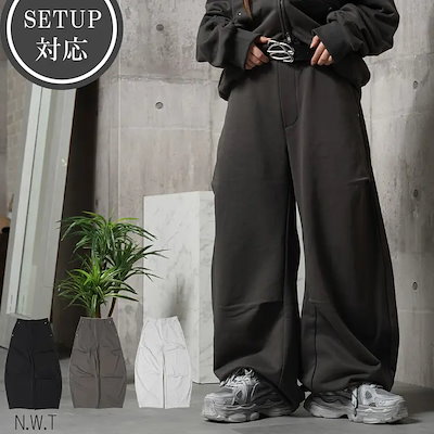 スタッズ バレルスウェットパンツ メンズ レディース バレルレッグ ワイド スウェットパンツ ベルトロープ バレルパンツ 裏毛 綿100% セットアップ対応 裾ドロスト ブラック グレー チャコール