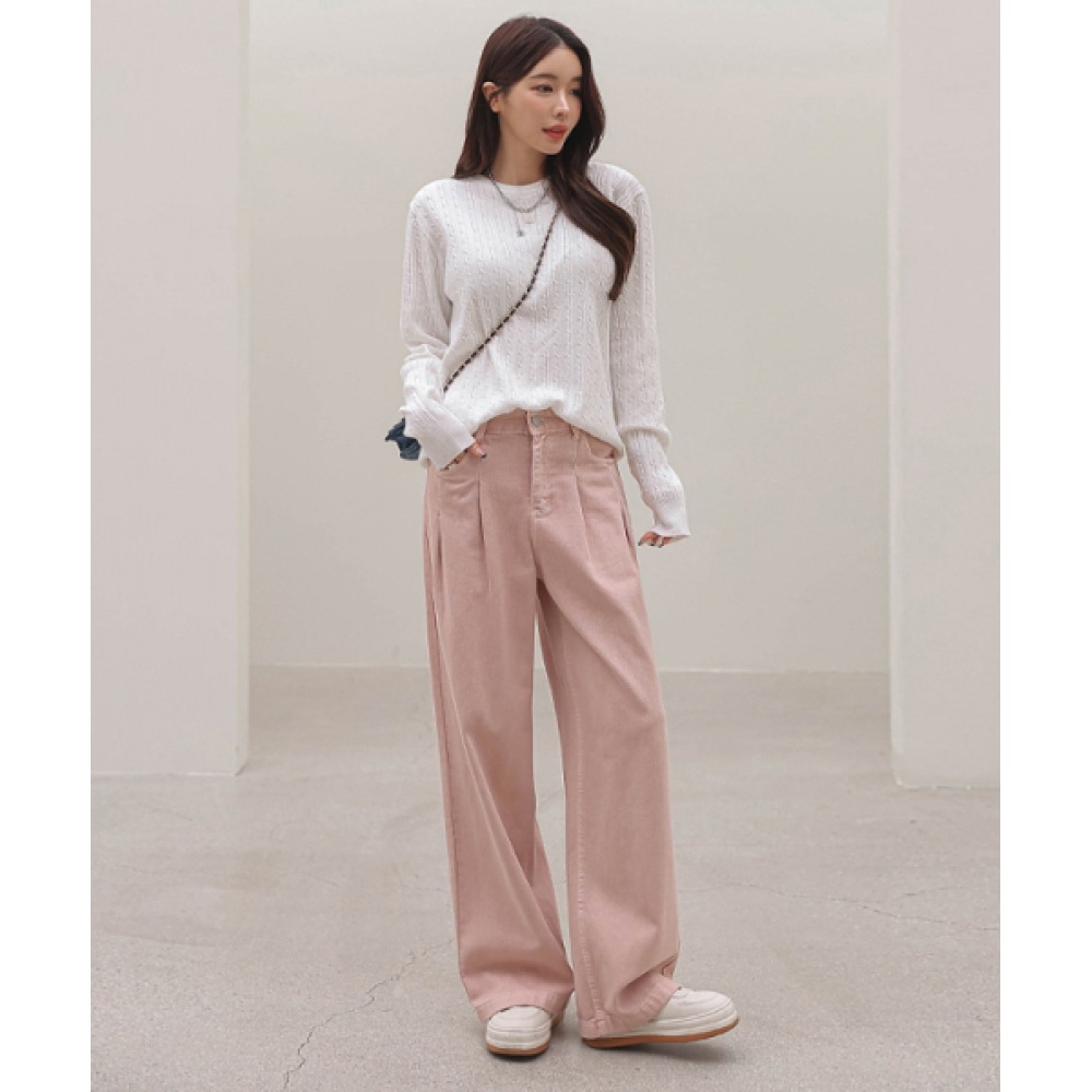 フレンチシックウェレット (Cotton.ver) ピンタックワイドコットンパンツ