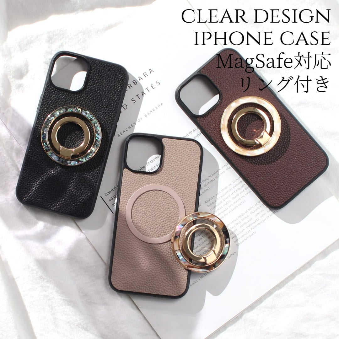 iphone13 ケース リング付き magsafe マグセーフ iphone13mini iphone13Pro iphone13ProMAX マグセーフ対応 スマホリング レザー 13