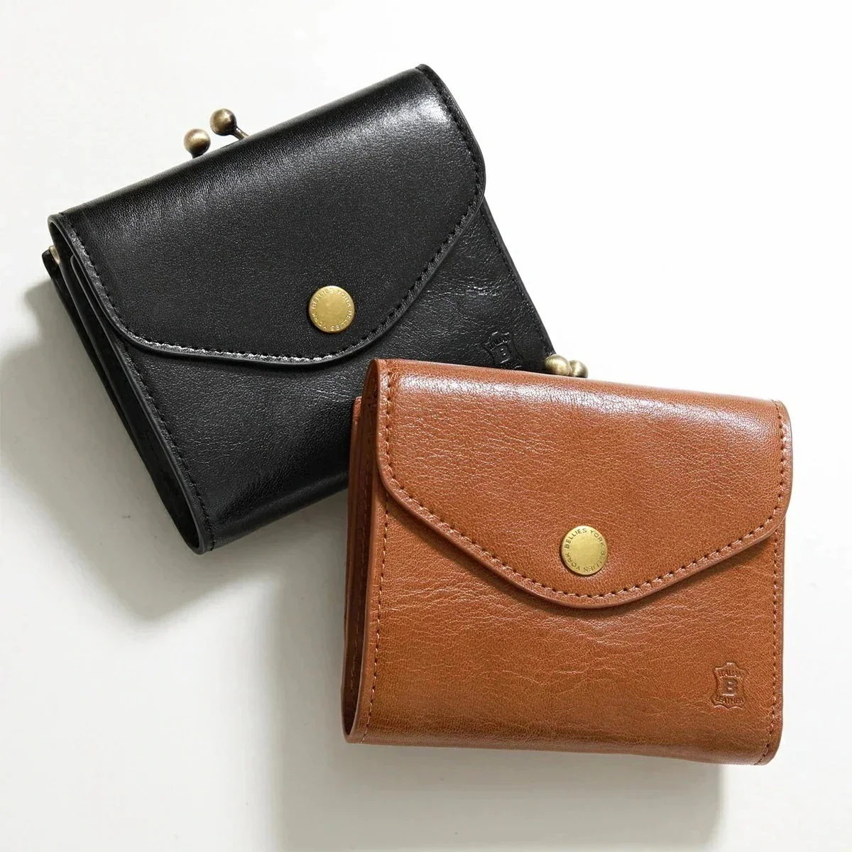 BELLIES YORK ベリーズヨーク 三つ折り財布 BYHL9829 レディース イタリアンレザー がま口 ロゴ ミニ財布 カラー2色