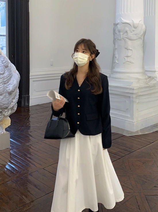 [#モデルおすすめ！] ノーカラーゴールドボタンジャケット