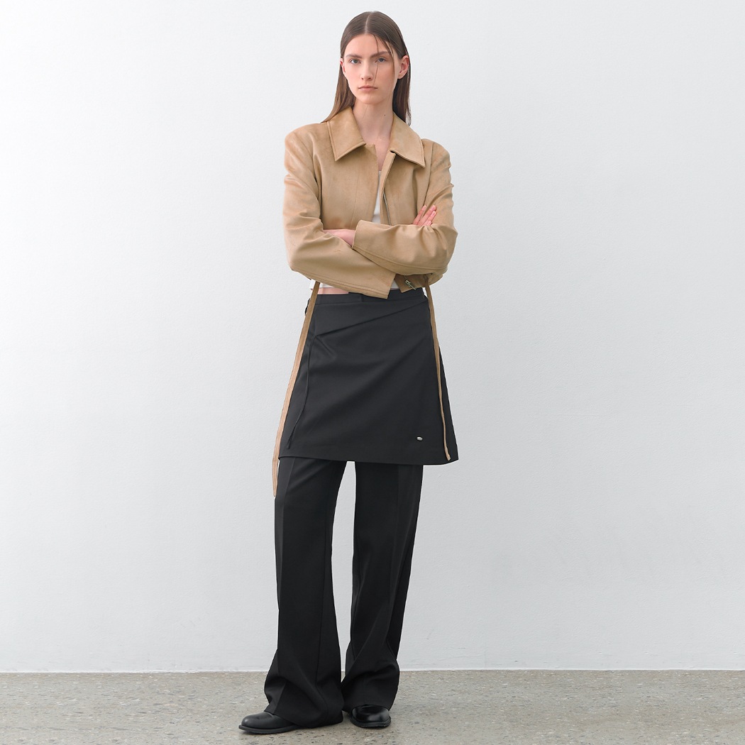 (PT-5617)LAYERED SKIRT PANTS SET