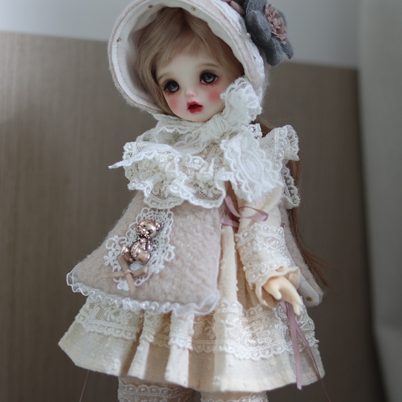 1/6 BJD ドール用衣装セット ドール服 レトロ 6点セット ドレス ベスト 帽子 抱き枕 パンツ 靴下 幼SDサイズ球体関節人形用