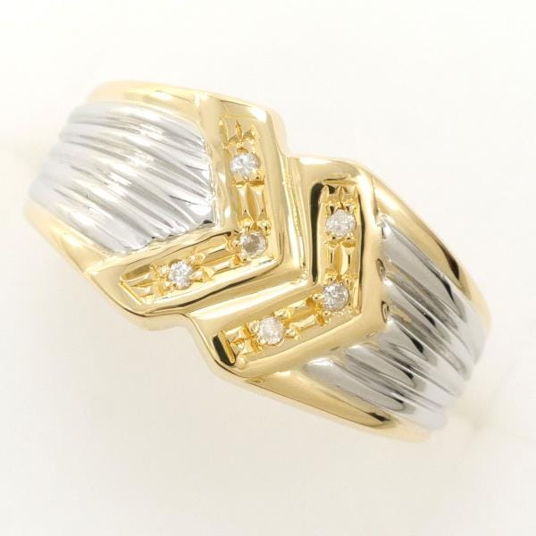 PT900 プラチナ K18YG リング 指輪 8.5号 ダイヤ ジュエリー 中古